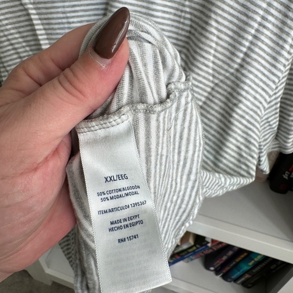 Splendid grey white stripe soft stretchy classic layering tee shirt T-shirt top - Picture 4 of 5